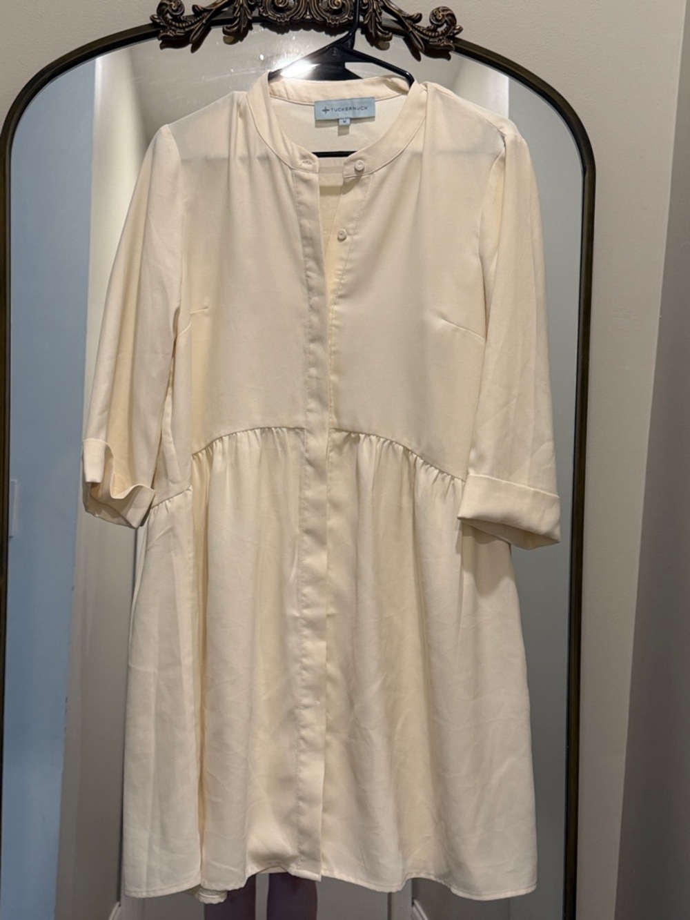 Tuckernuck Cream Button-Front Midi Dress medium